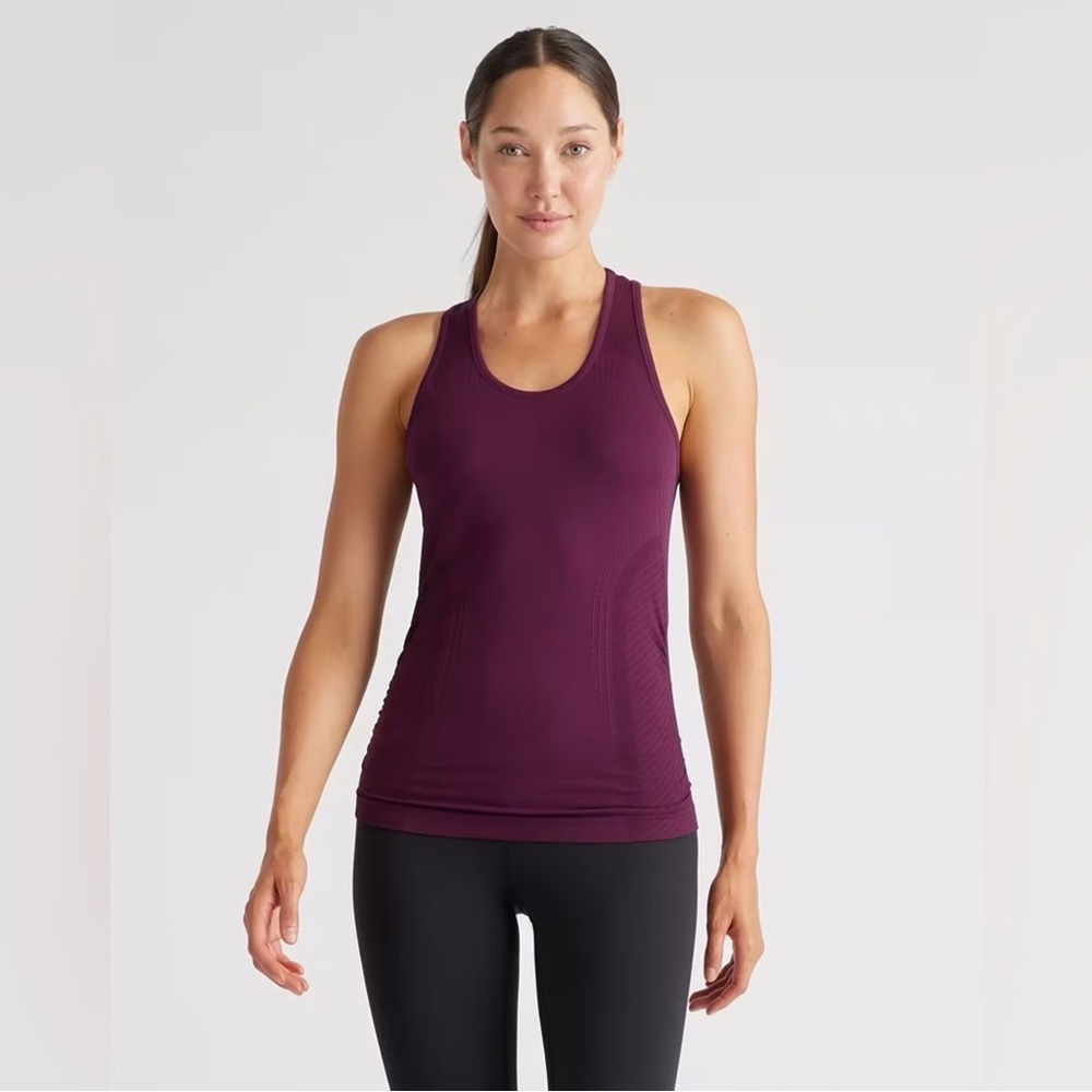 Quince Seamless Ruched Racerback Tank in Plum Purple